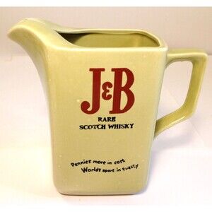 Vintage J & B Rare Scotch Whiskey Bar Water Pitcher